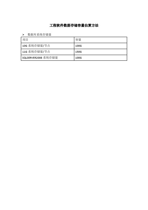 工程软件数据存储容量估算方法