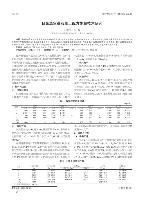 日光温室番茄测土配方施肥技术研究