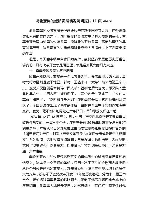 湖北襄樊的经济发展情况调研报告11页word