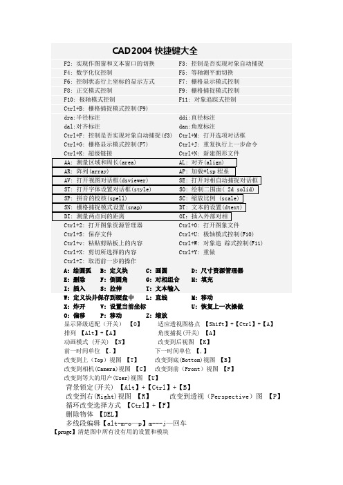 CAD2004快捷键大全