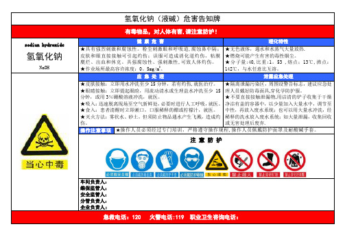 氢氧化钠(液碱)危害告知牌【范本模板】