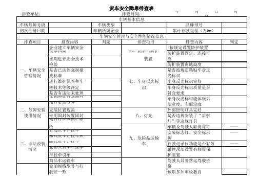 货车安全隐患排查表