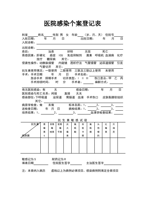 院感登记表