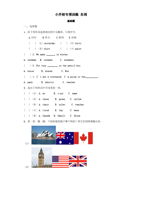 (通用版)2020小升初英语知识专项训练(基础知识)3名词(含解析)