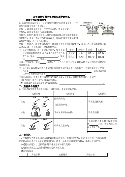 人教版九年级化学上册实验探究题总结(新)LS