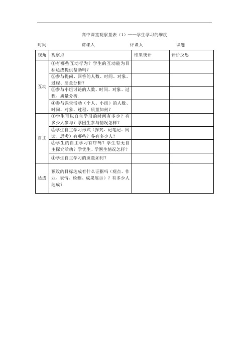 高中课堂观察量表