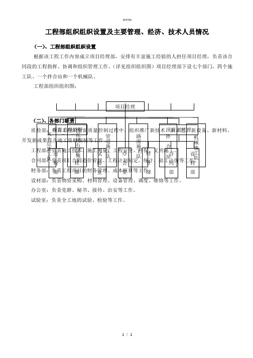 工程部组织机构设置及主要管理