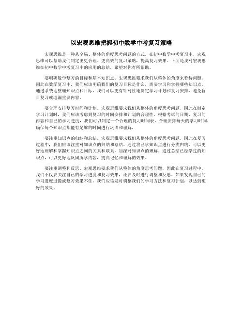 以宏观思维把握初中数学中考复习策略