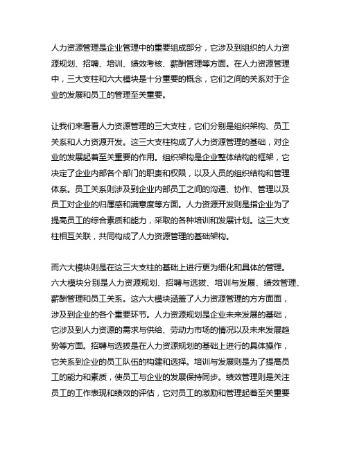 人力资源管理的三大支柱与六大模块之间的关系