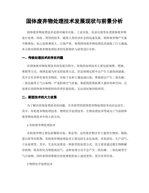 固体废弃物处理技术发展现状与前景分析