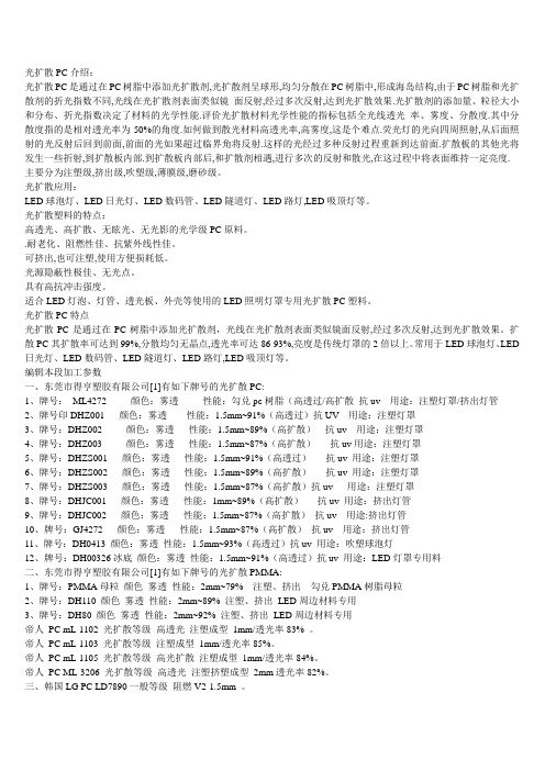 光扩散PC相关资料