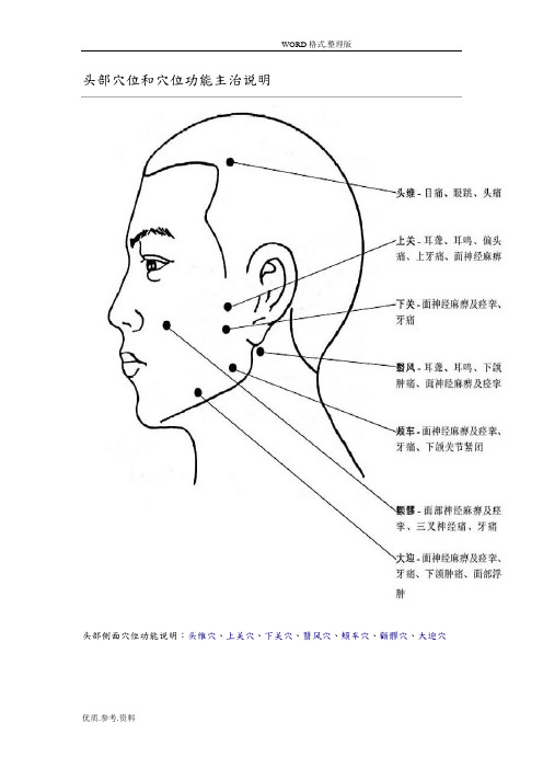 头部穴位及穴位功能主治说明