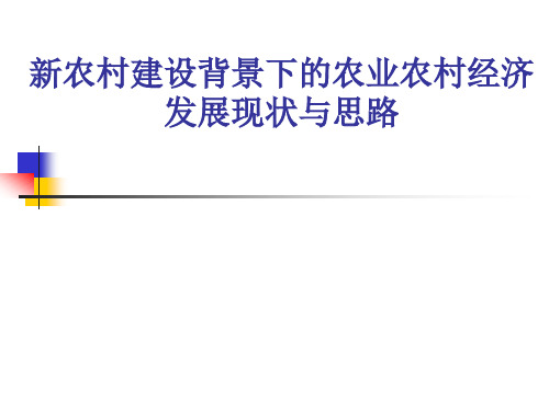 新农村建设背景下的农业农村经济发展现状与思路