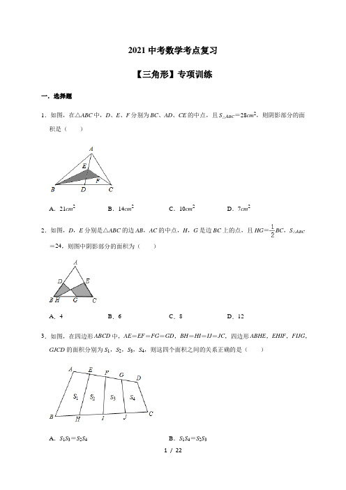 2021年中考数学考点复习-【三角形】专项复习