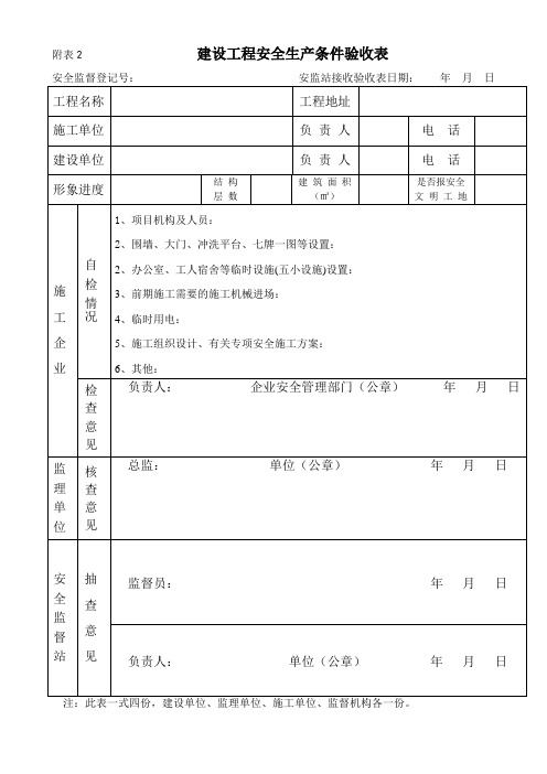 建设工程安全生产条件验收表参考模板范本