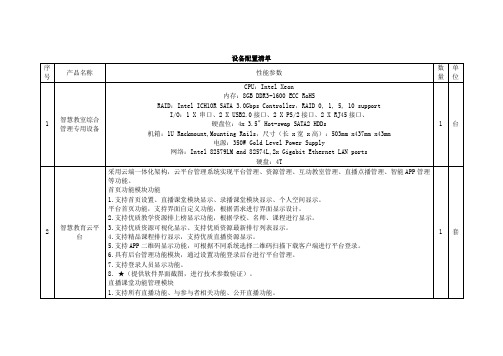 设备配置清单