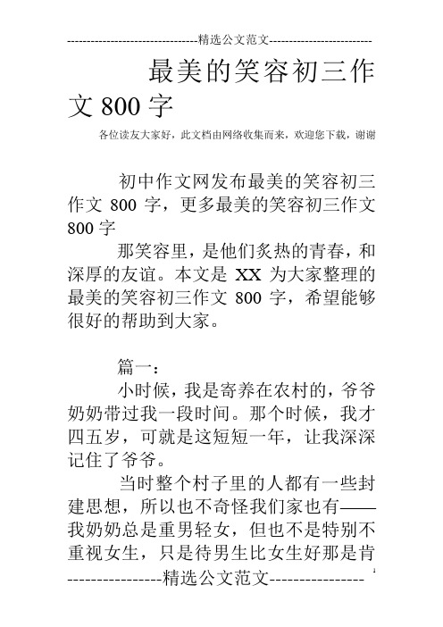 最美的笑容初三作文800字