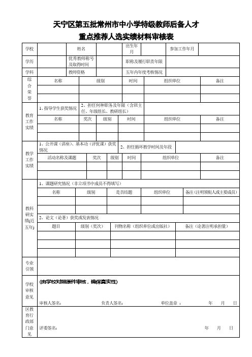 天宁区第五批常州中小学特级教师后备人才