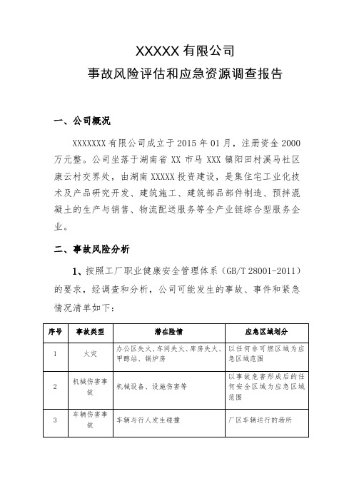 风险评估和应急资源调查报告