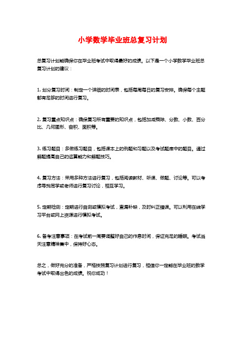 小学数学毕业班总复习计划