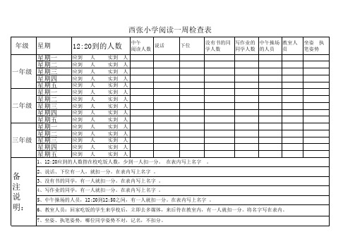 一二三年级阅读检查表