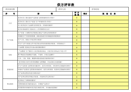 外协评审检查表(一般性)