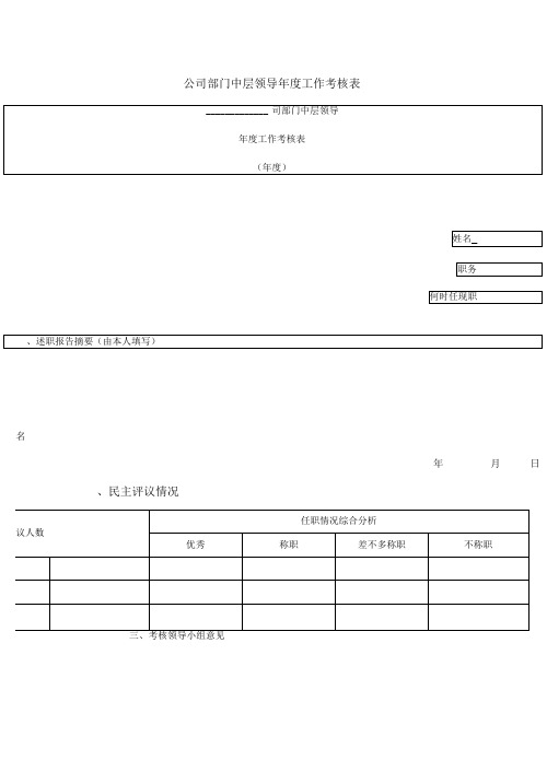 重要干部、高层领导的人事考核表格9