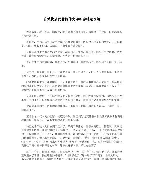 有关快乐的暑假作文400字精选5篇