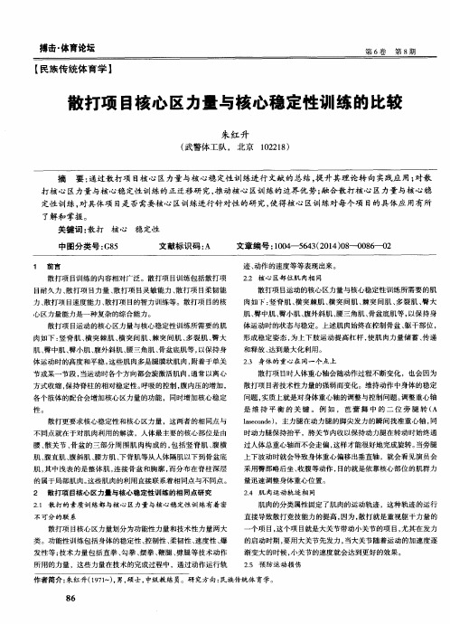 散打项目核心区力量与核心稳定性训练的比较