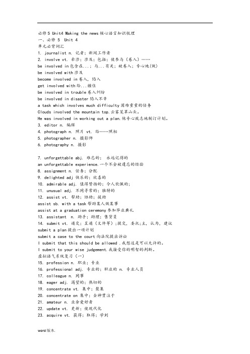 必修5-Unit4-Making-the-news核心语言知识梳理