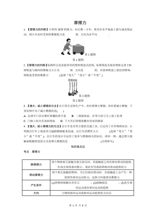 2024年中考 物理专题提升 摩擦力(含答案)