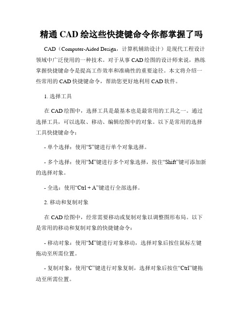 精通CAD绘这些快捷键命令你都掌握了吗