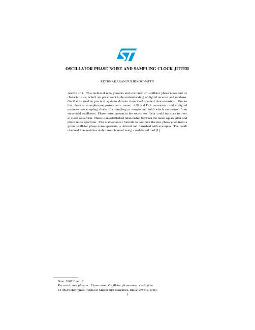 OSCILLATOR PHASE NOISE AND SAMPLING CLOCK JITTER