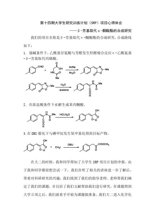 大学生研究训练计划(SRP)项目心得体会