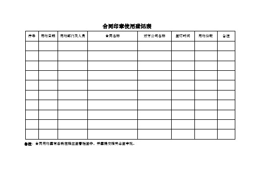 合同印章使用登记表模板