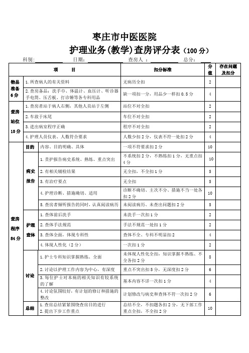 2   护理查房评分表x