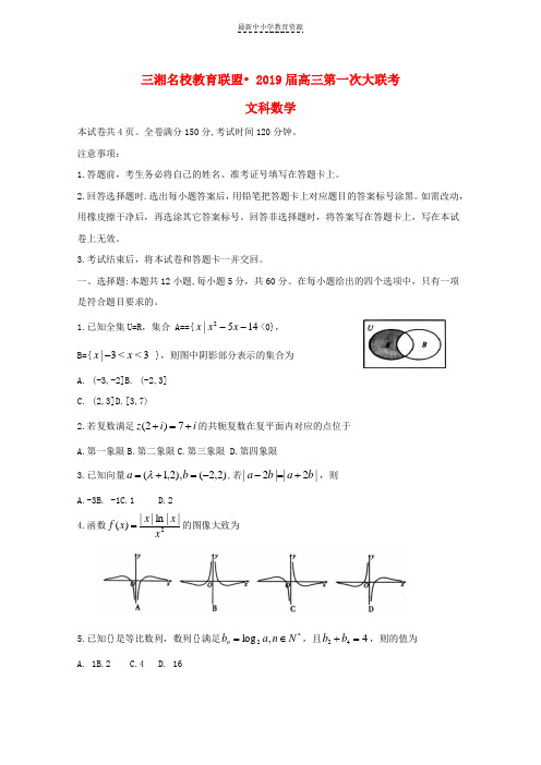 精选高三数学第一次大联考试题文