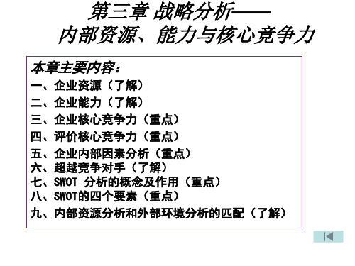 第三章 战略分析--内部资源、能力及核心竞争力