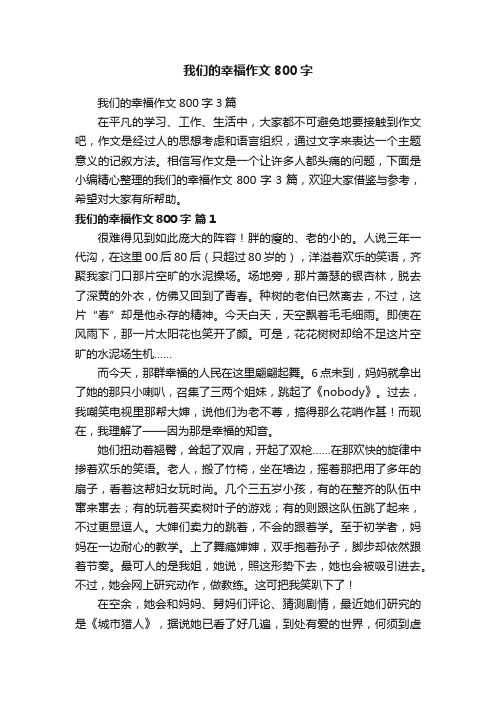 我们的幸福作文800字3篇