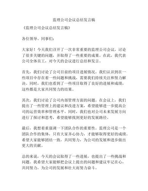 监理公司会议总结发言稿