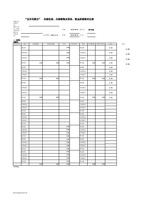 合并关联方与非合并关联方往来核对表