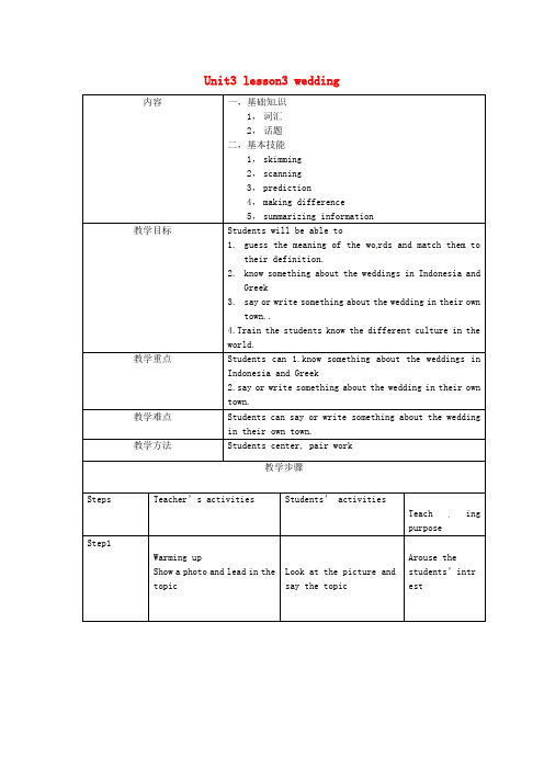 北京市房山区周口店中学高中英语 Unit3 lesson3 weddi