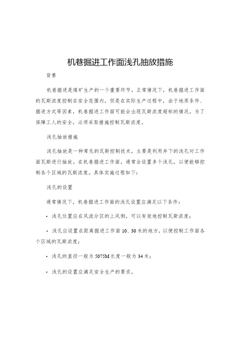 机巷掘进工作面浅孔抽放措施