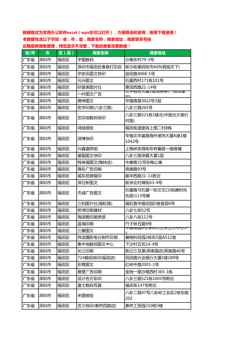 2020新版广东省深圳市福田区复印工商企业公司商家名录名单黄页联系电话号码地址大全317家