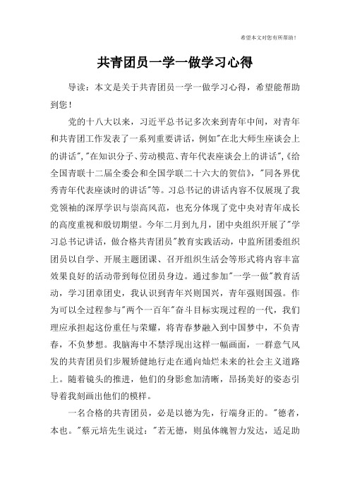 共青团员一学一做学习心得