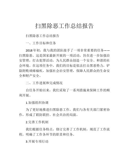 扫黑除恶工作总结报告