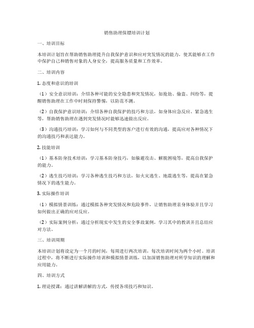 销售助理保镖培训计划