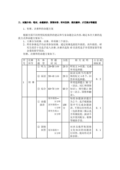 09全国俄语大赛要求及部分试题