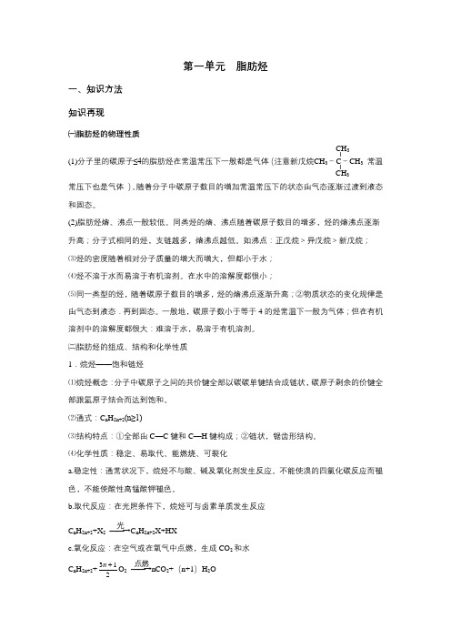 江苏省丹阳高级中学苏教版高二化学选修5专题3-1 脂肪烃(知识梳理)