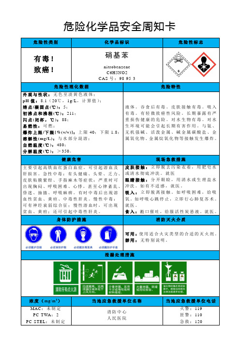 硝基苯-危险化学品安全周知卡